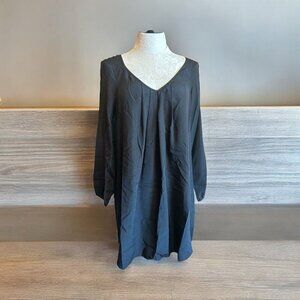 Amanda Uprichard Dress Womens M SILK Black V-Neck long sleeve Shift Mini‎